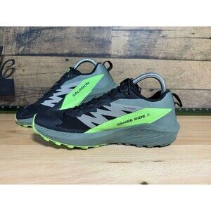 Salomon Sense Ride 5 Athletic Running Shoes Sneakers Men’s 7 Black/Green /W8.5-9